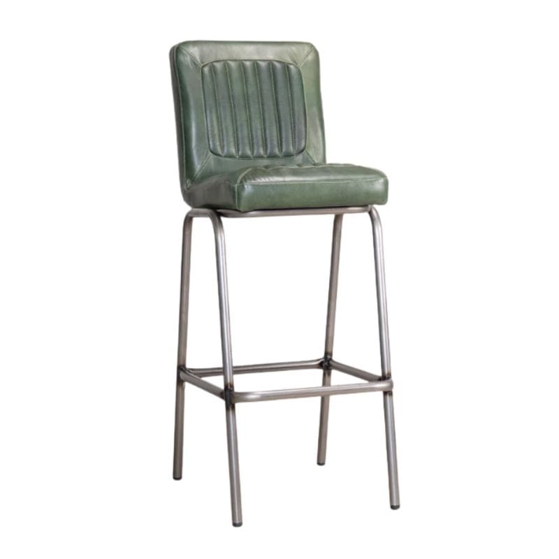 Bar Stools Pine Green / Bar / Gunmetal Hamilton Leather Bar Stools