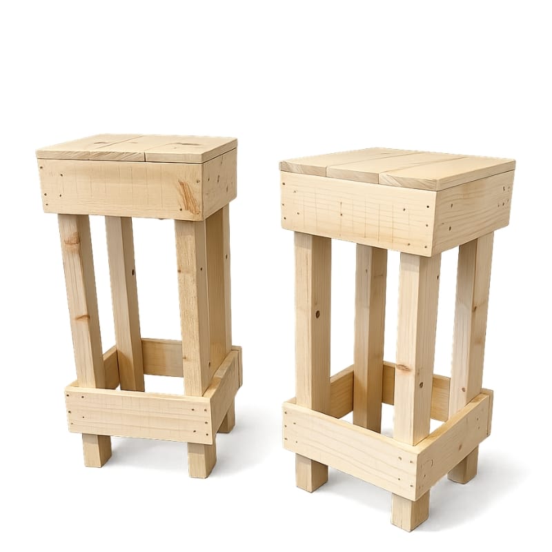Bar Stools Set of 2 Rustic Wooden Bar Stools