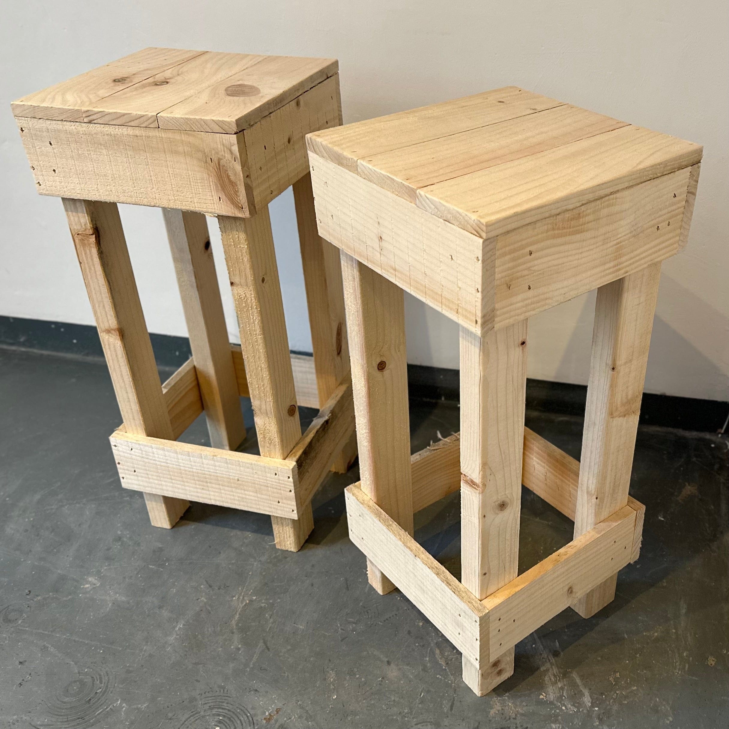 Bar Stools Set of 2 Rustic Wooden Bar Stools