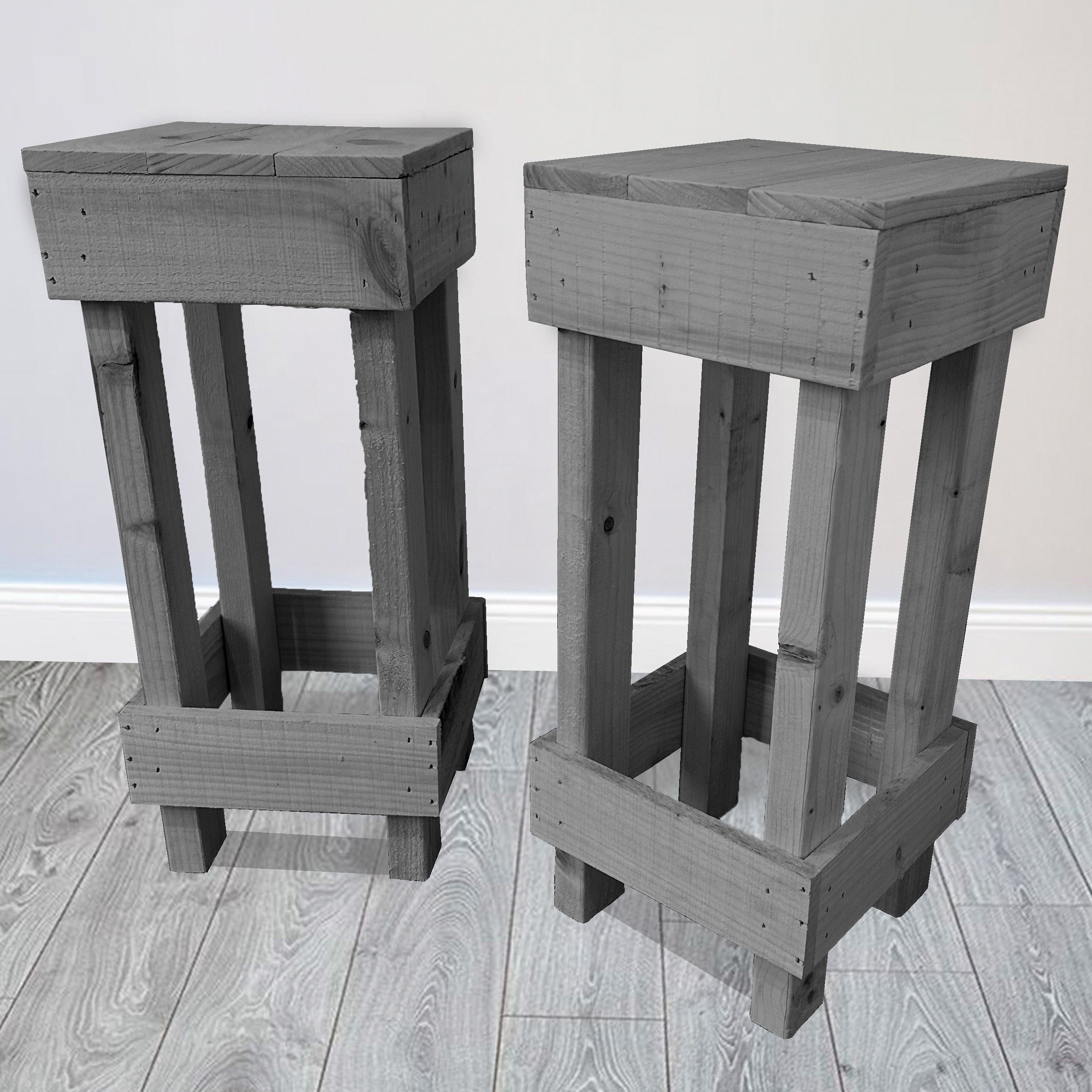 Bar Stools Slate Set of 2 Rustic Wooden Bar Stools