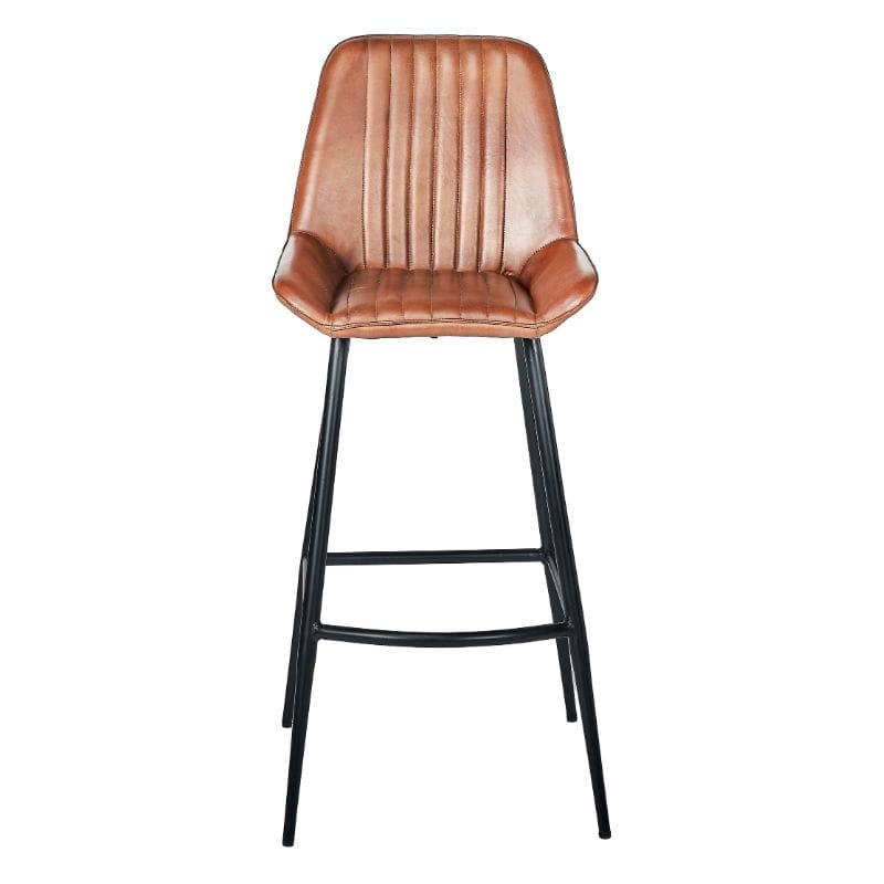 Bar Stools Tan Leather / Black Metal Angelo Vintage Leather Bar Stool Range