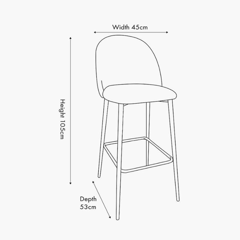 Bar Stools Turi Pebble Linen Mix & Black Metal Bar Stool