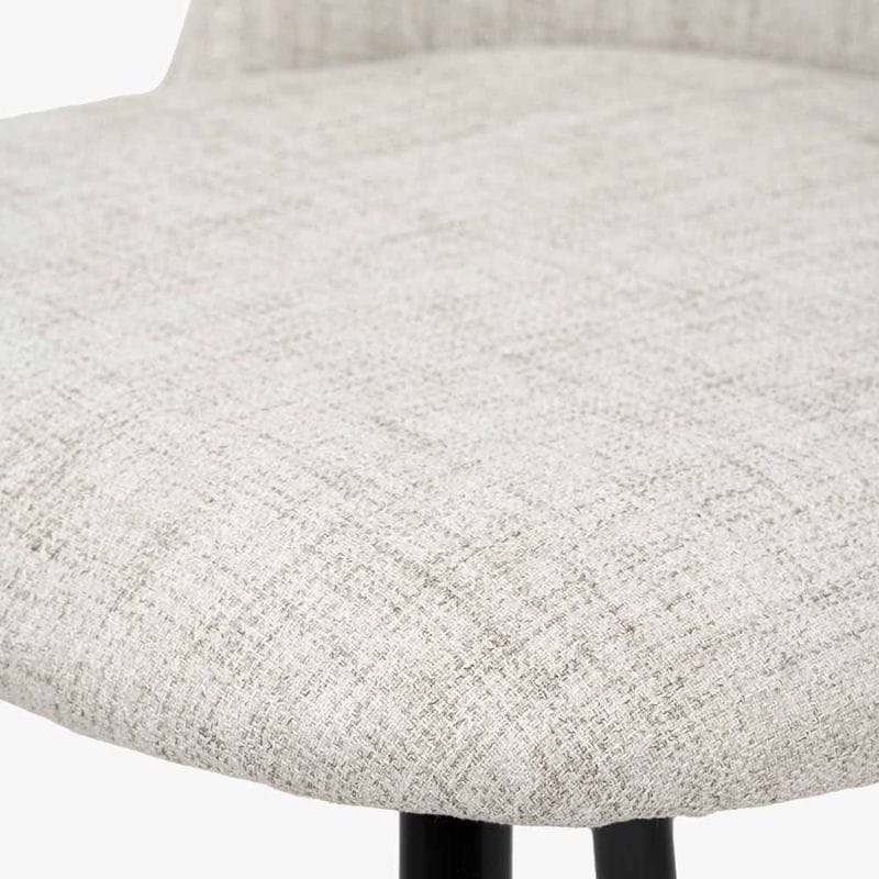 Bar Stools Turi Pebble Linen Mix & Black Metal Bar Stool