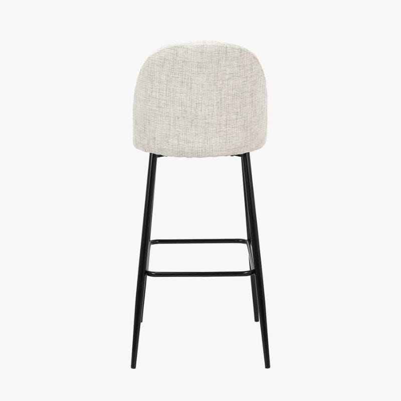 Bar Stools Turi Pebble Linen Mix & Black Metal Bar Stool