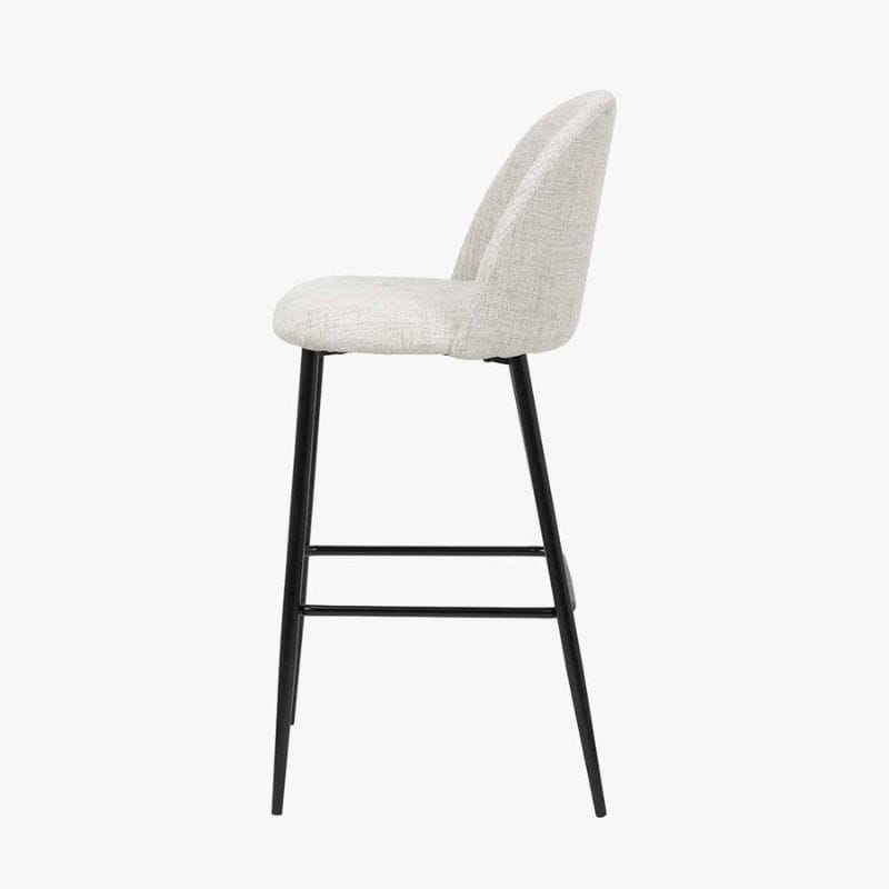 Bar Stools Turi Pebble Linen Mix & Black Metal Bar Stool