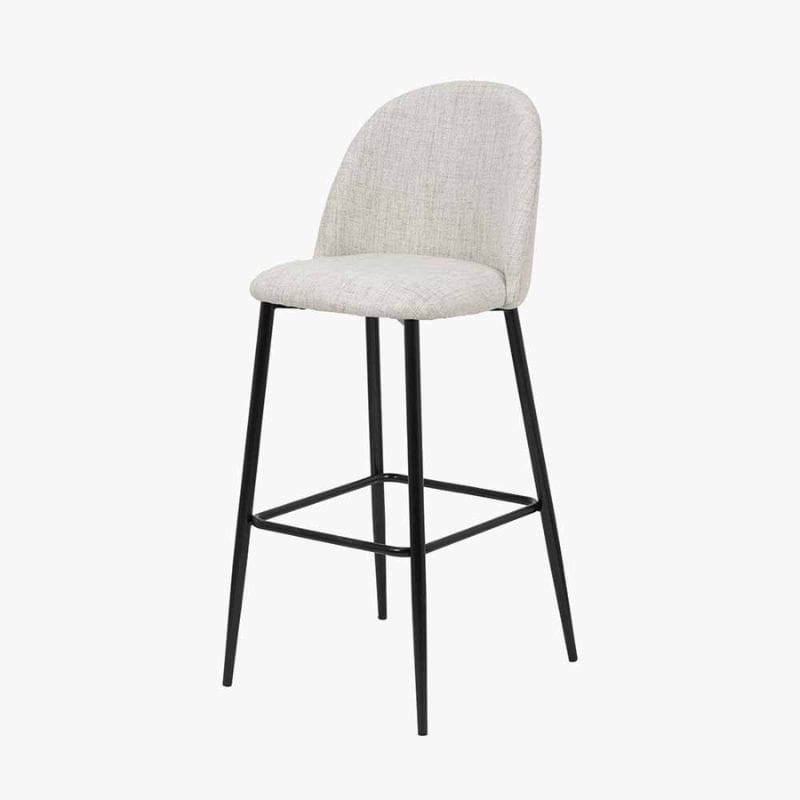Bar Stools Turi Pebble Linen Mix & Black Metal Bar Stool