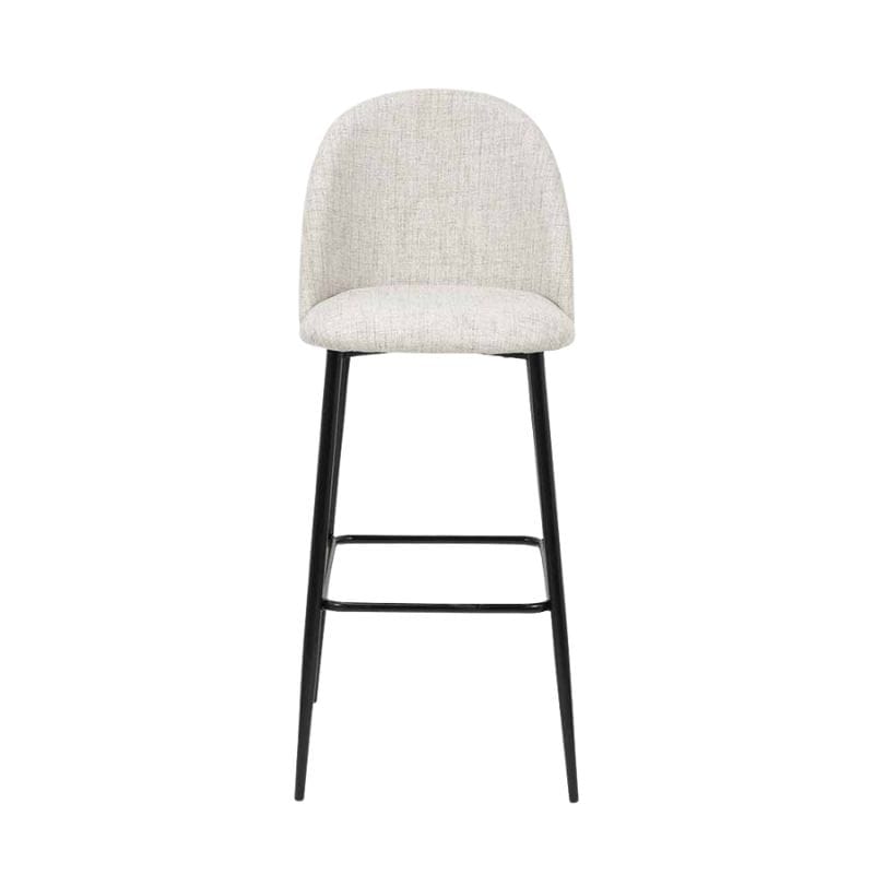 Bar Stools Turi Pebble Linen Mix & Black Metal Bar Stool