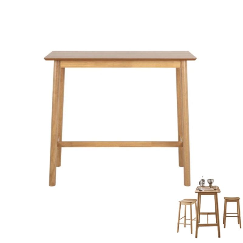 Bar Table Barlow Bar Table in Matt Oak Including 2 Barlow Bar Stools Without Back in Matt Oak