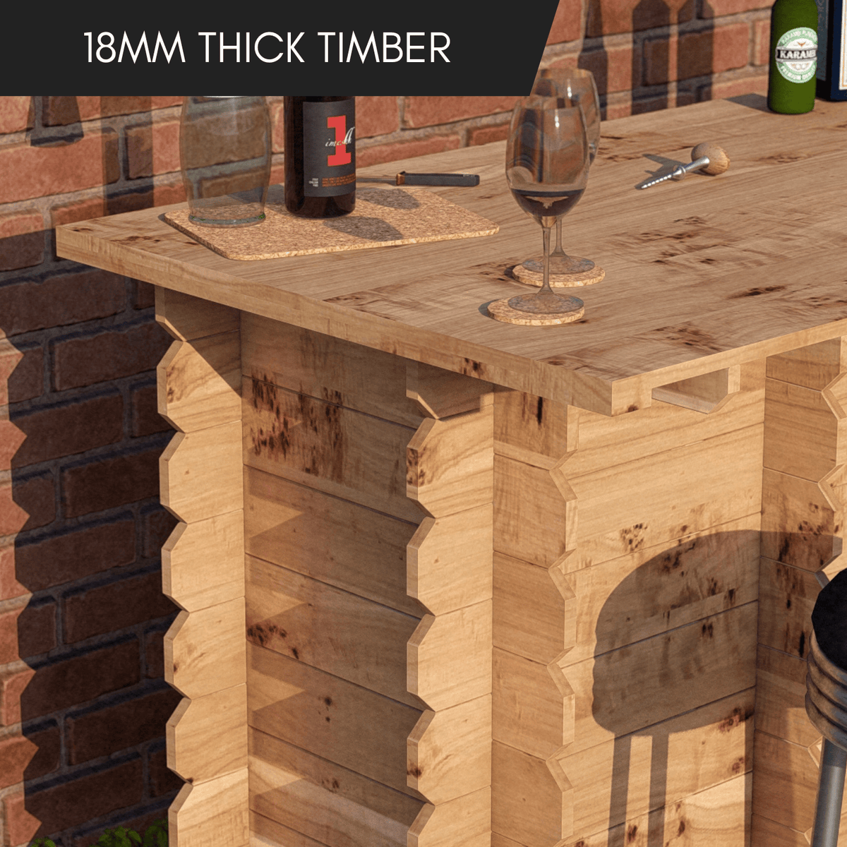 Bar Table Large Wooden Interlock Bar