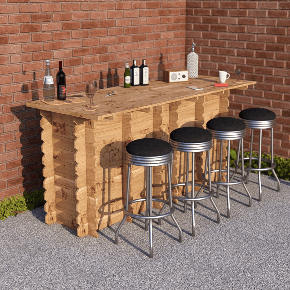 Bar Table Large Wooden Interlock Bar
