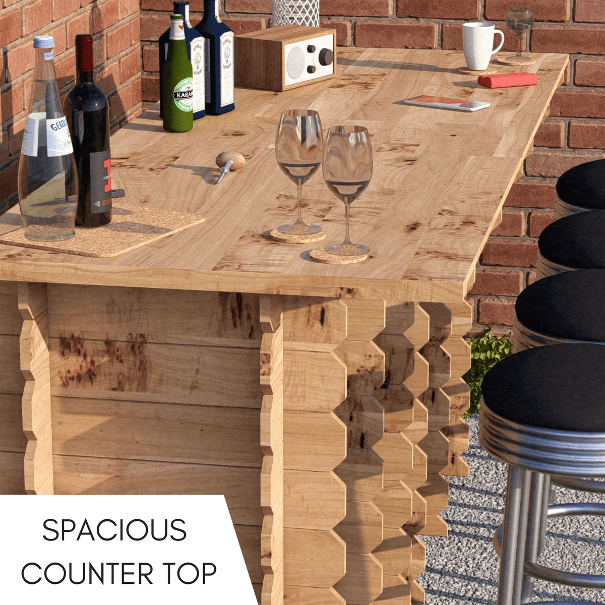 Bar Table Large Wooden Interlock Bar