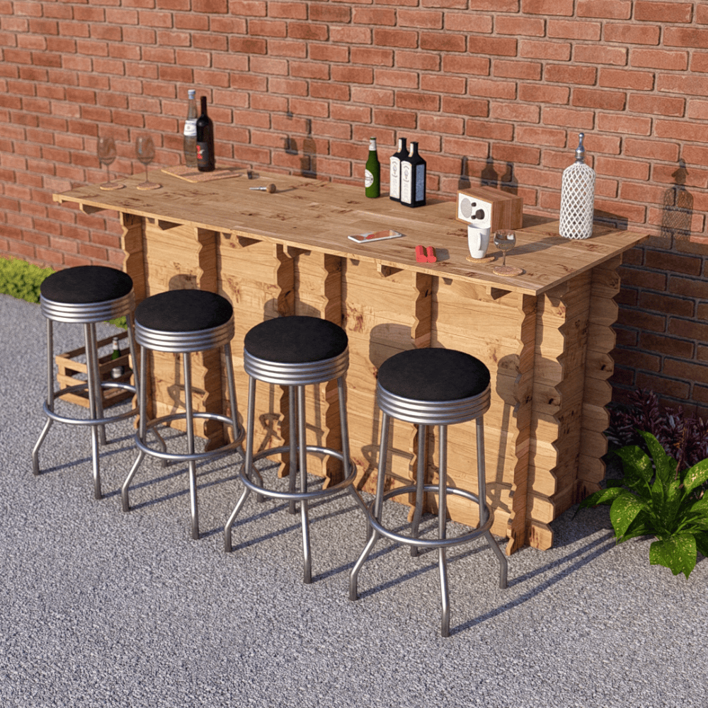 Bar Table Large Wooden Interlock Bar