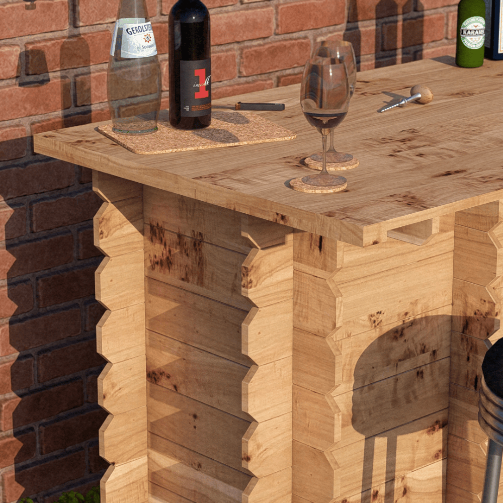 Bar Table Large Wooden Interlock Bar