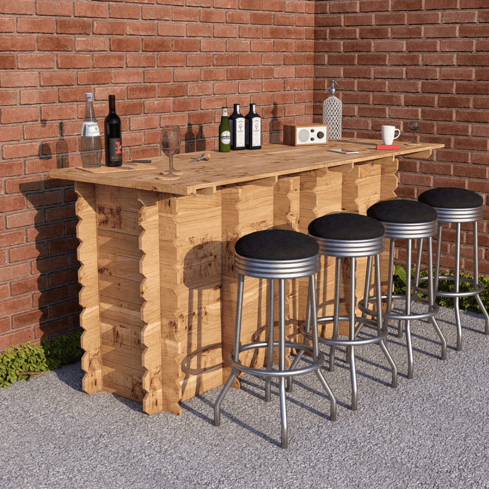 Bar Table Large Wooden Interlock Bar