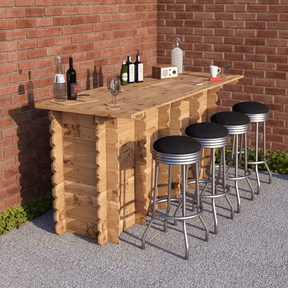 Bar Table Large Wooden Interlock Bar
