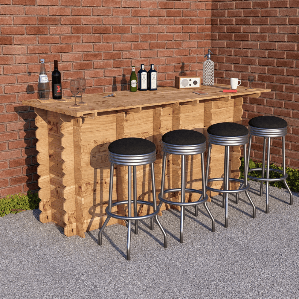 Bar Table Large Wooden Interlock Bar