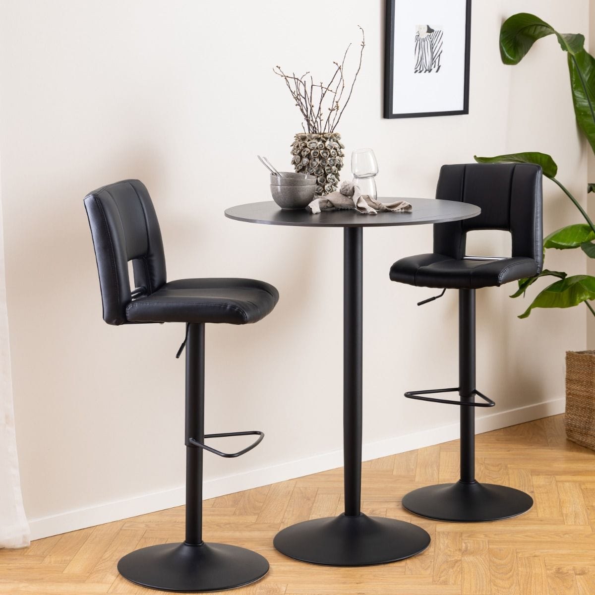 Bar Table Malta Ceramic Round Bar Table in Matt Black