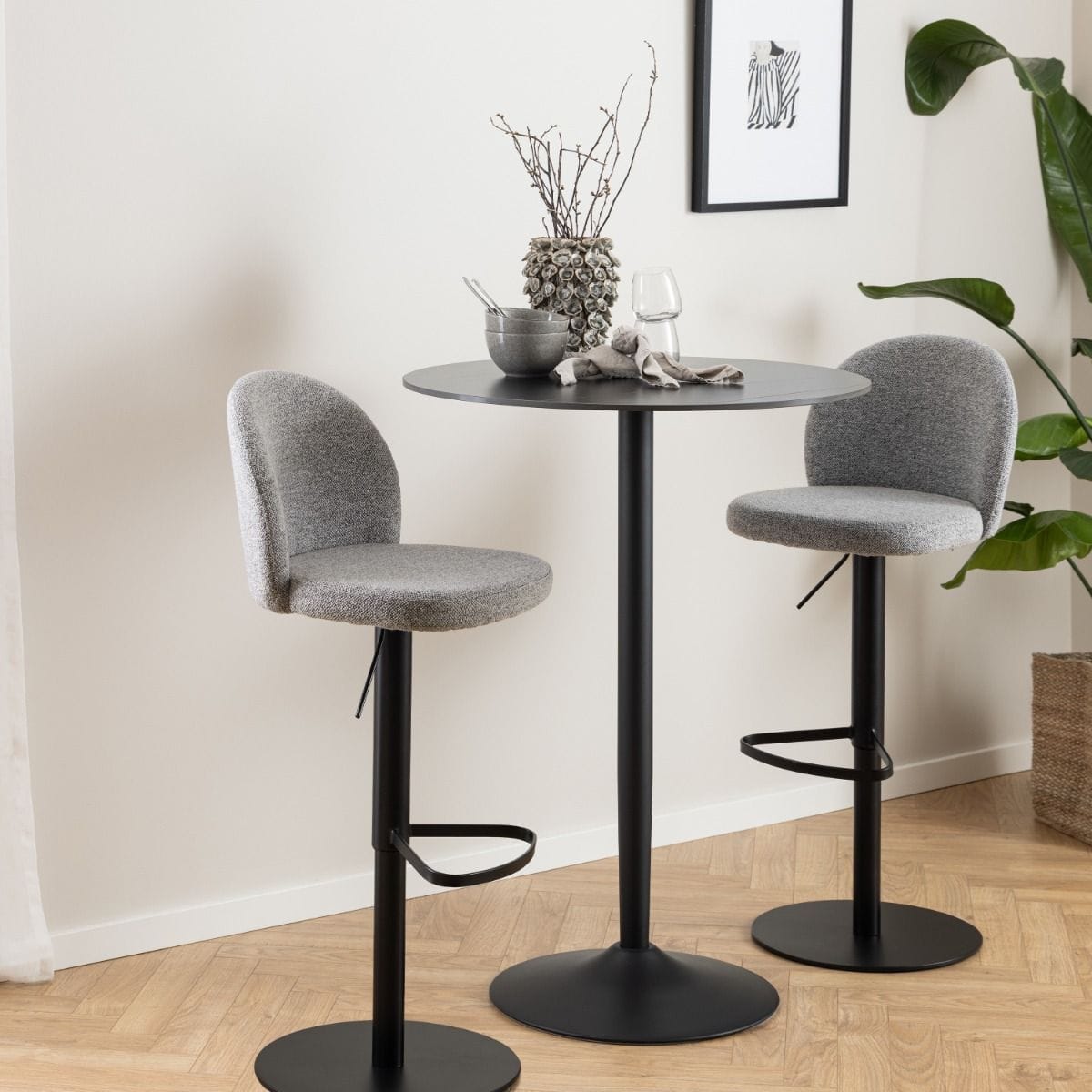 Bar Table Malta Ceramic Round Bar Table in Matt Black