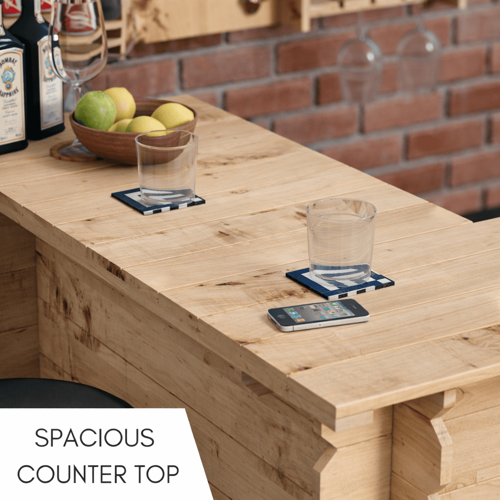 Bar Table Rustic Wooden Interlock Corner Bar - 110cm High