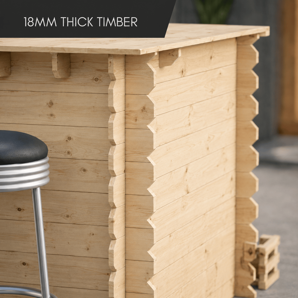 Bar Table Rustic Wooden Interlock Corner Bar - 110cm High