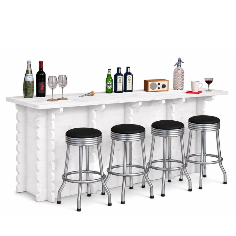 Bar Table White Large Wooden Interlock Bar
