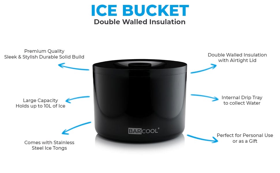 Barware Barcool 10L Ice Bucket Round - Black