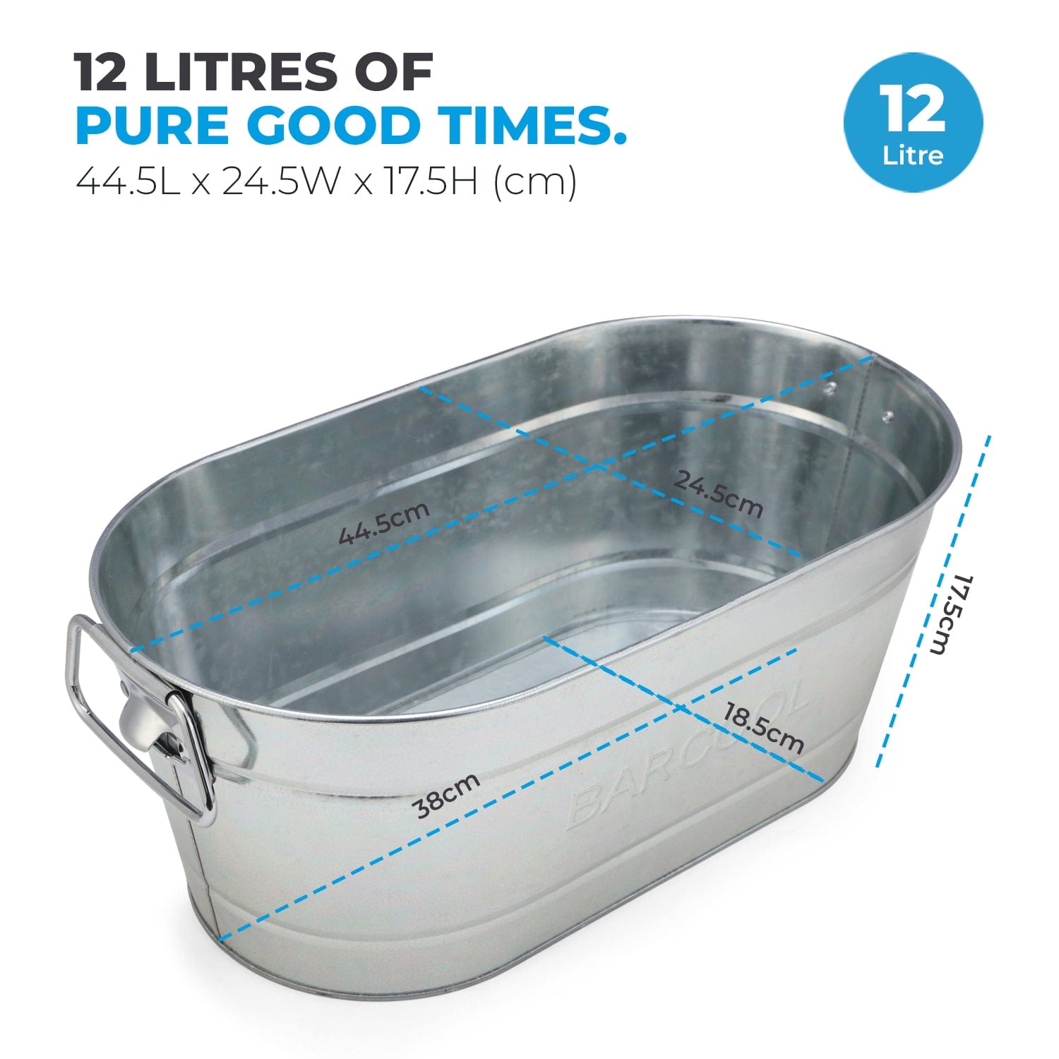 Barware Barcool 12L Galvanised Steel Party Tub