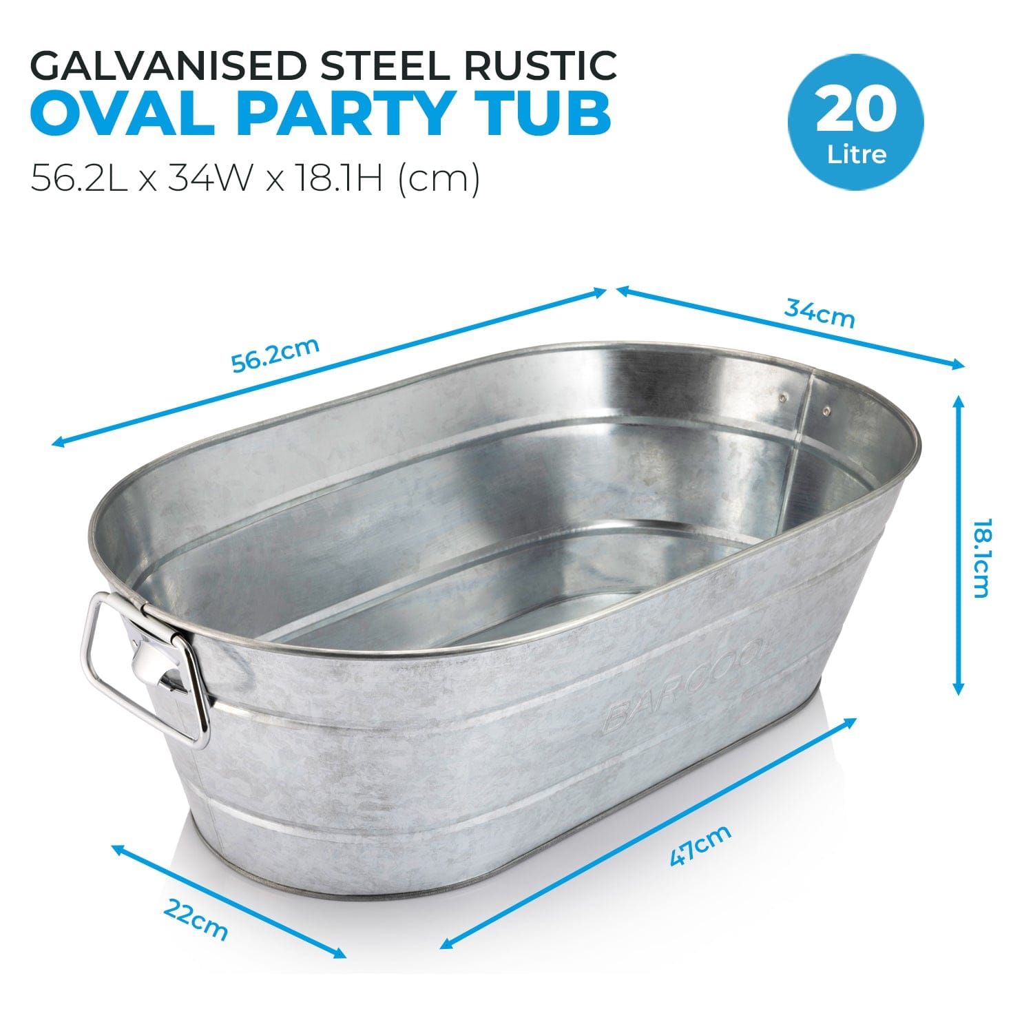 Barware Barcool 20L Galvanised Steel Party Tub