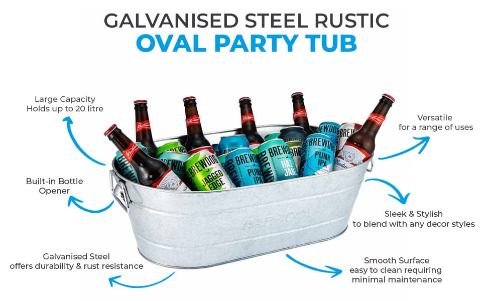 Barware Barcool 20L Galvanised Steel Party Tub