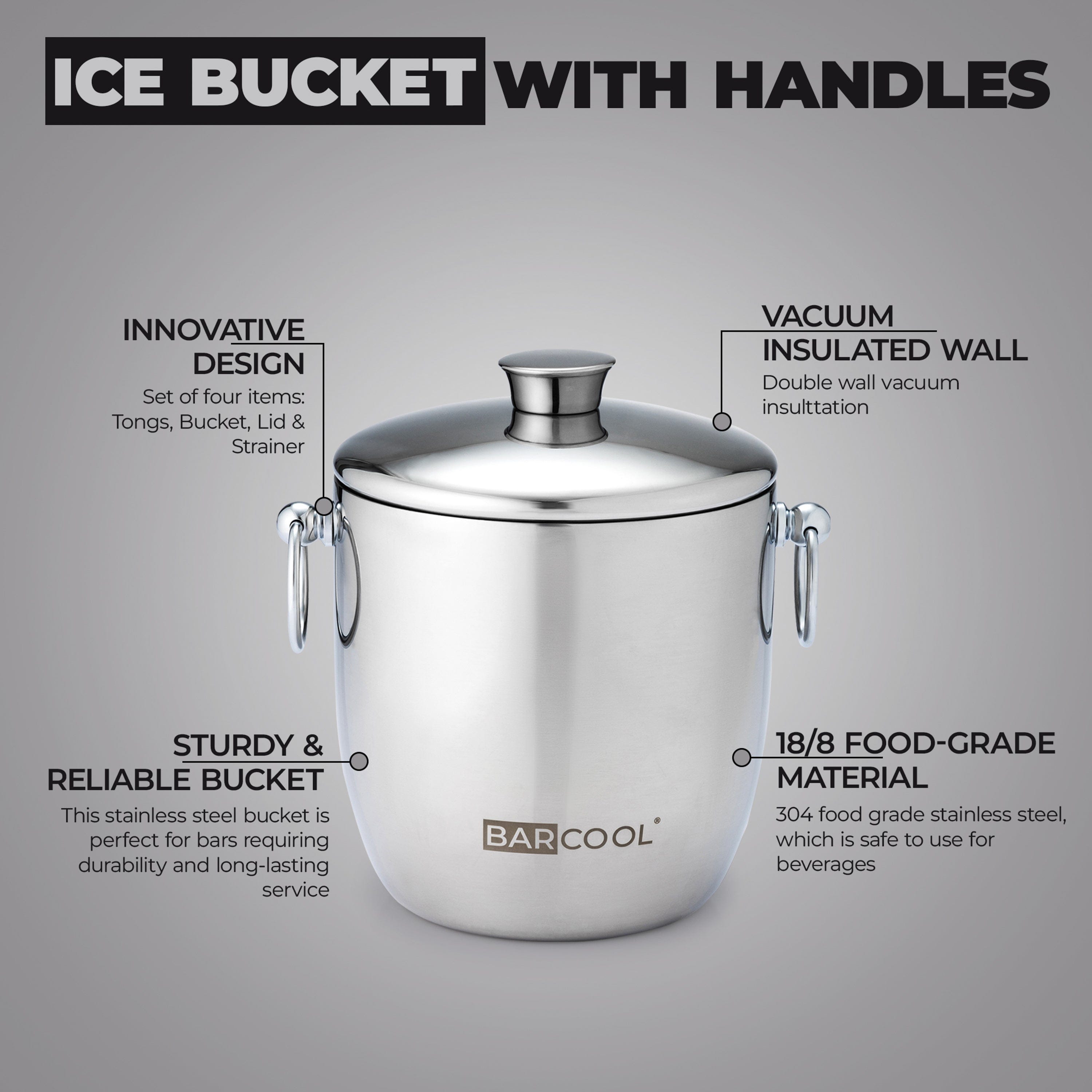 Barware Barcool 3L Stainless Steel Ice Bucket