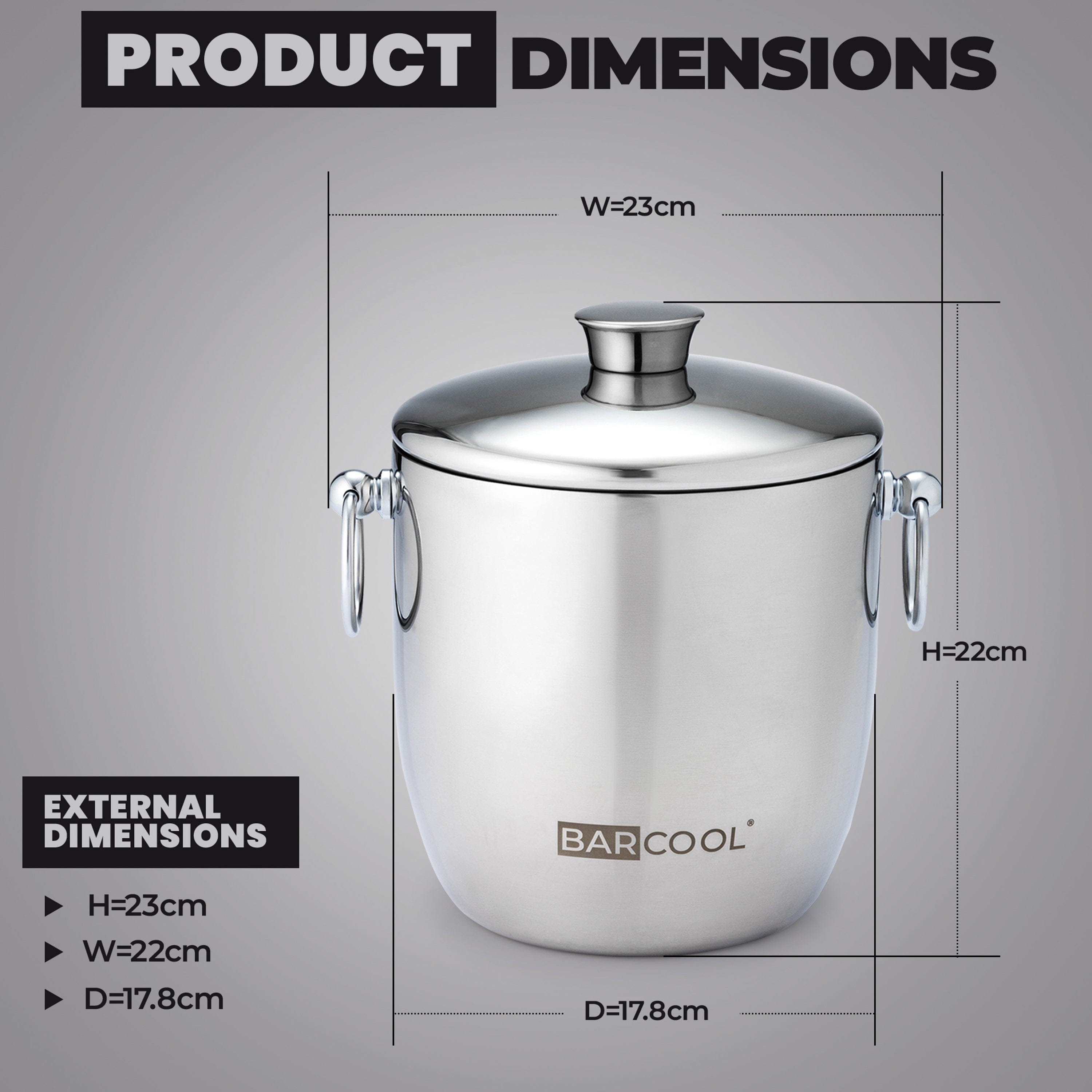 Barware Barcool 3L Stainless Steel Ice Bucket