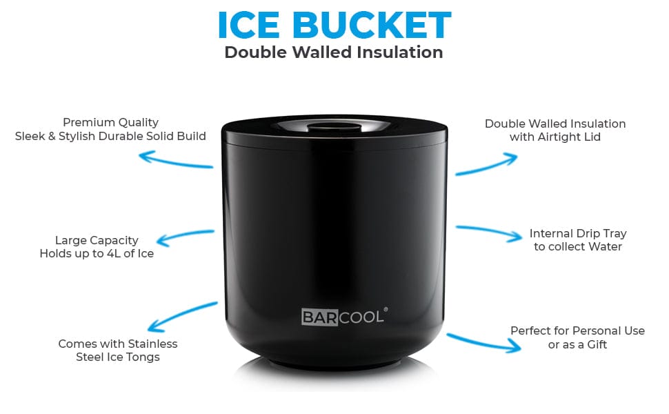 Barware Barcool 4L Ice Bucket Round - Black