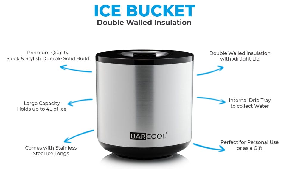 Barware Barcool 4L Ice Bucket Round - Silver