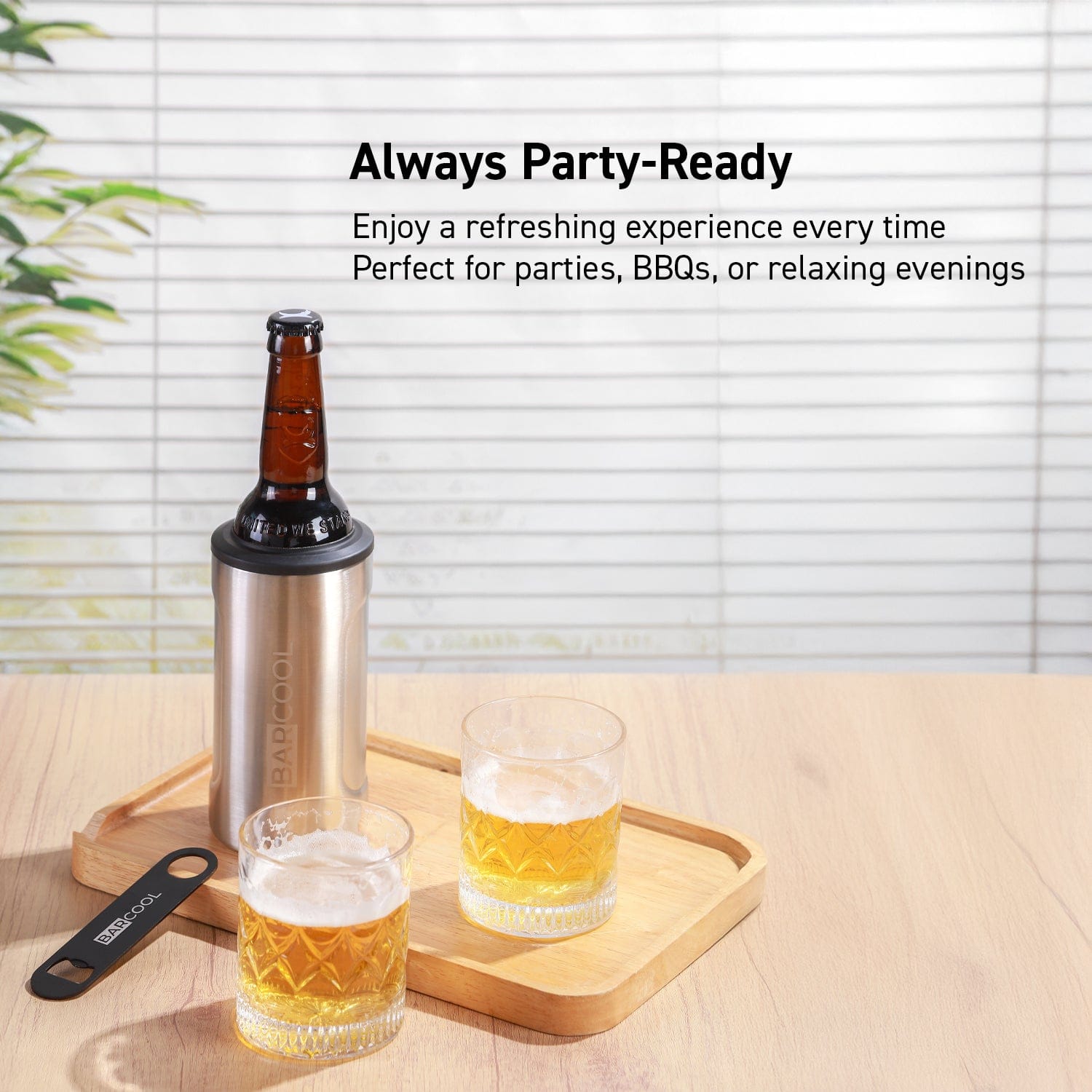 Barware Barcool Insulated Beer Cooler and Tumbler with Opener SS