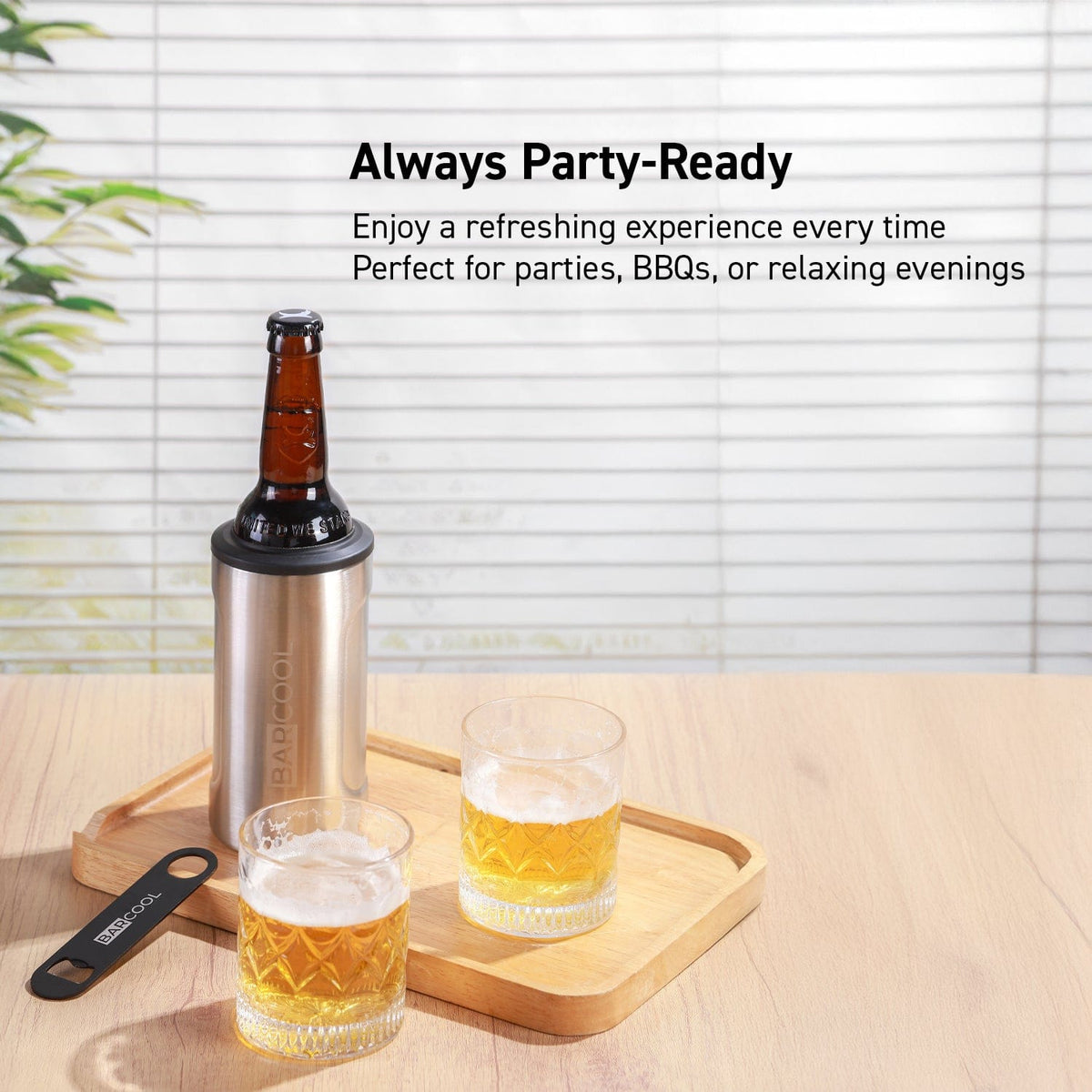 Barware Barcool Insulated Beer Cooler and Tumbler with Opener SS