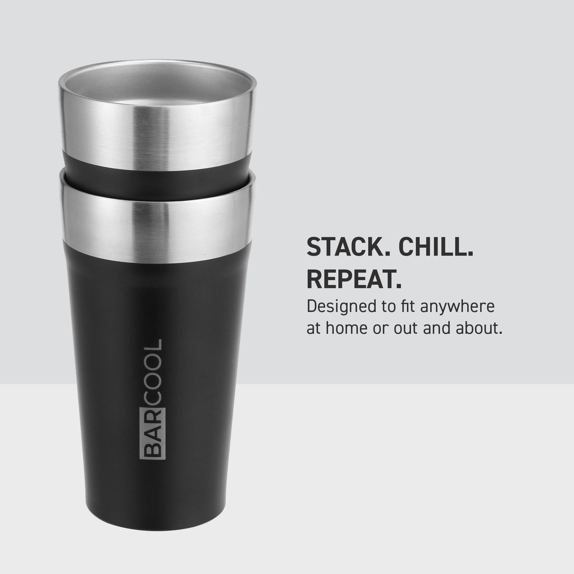 Barware Barcool Stackable Beer Cup 600ml Black