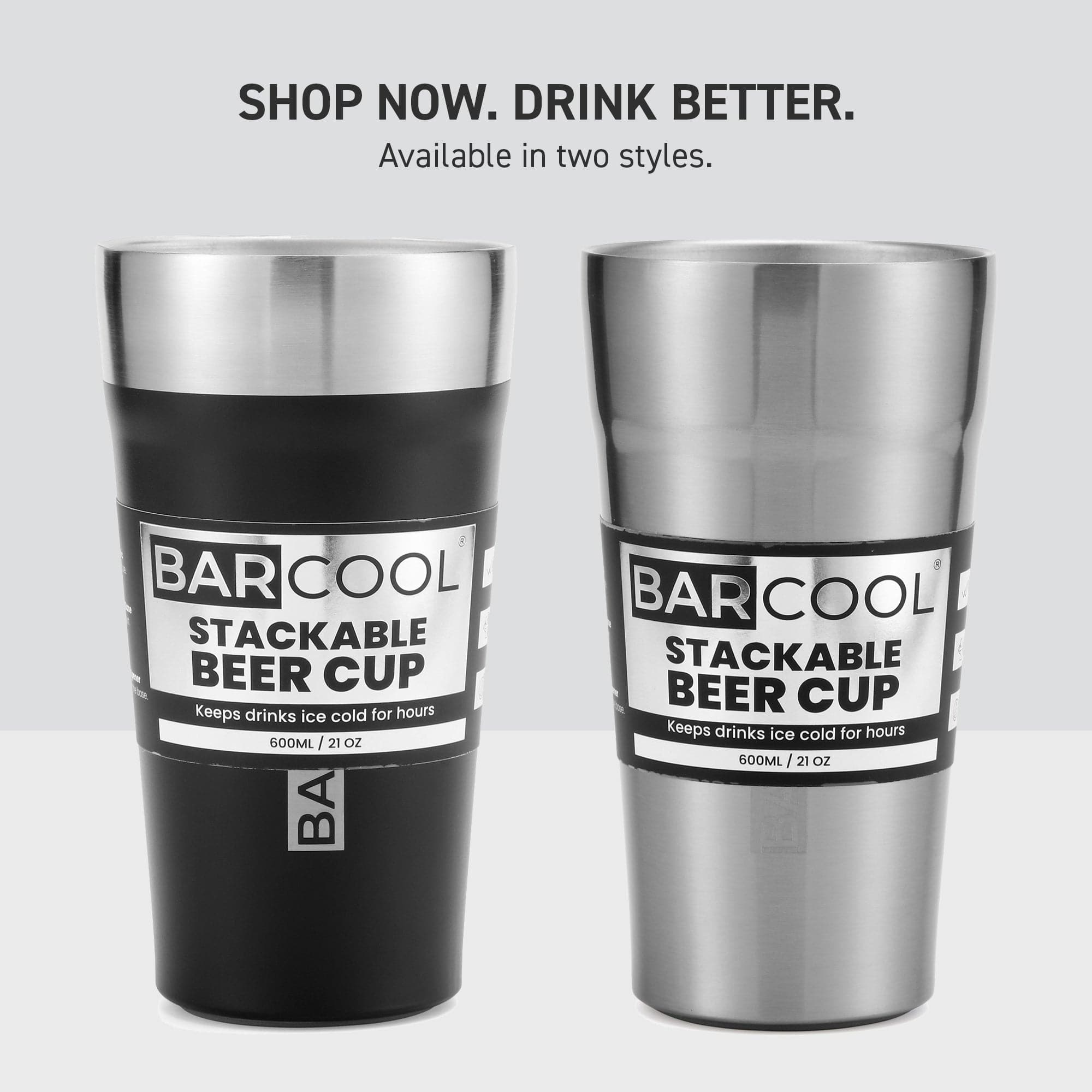 Barware Barcool Stackable Beer Cup 600ml Black