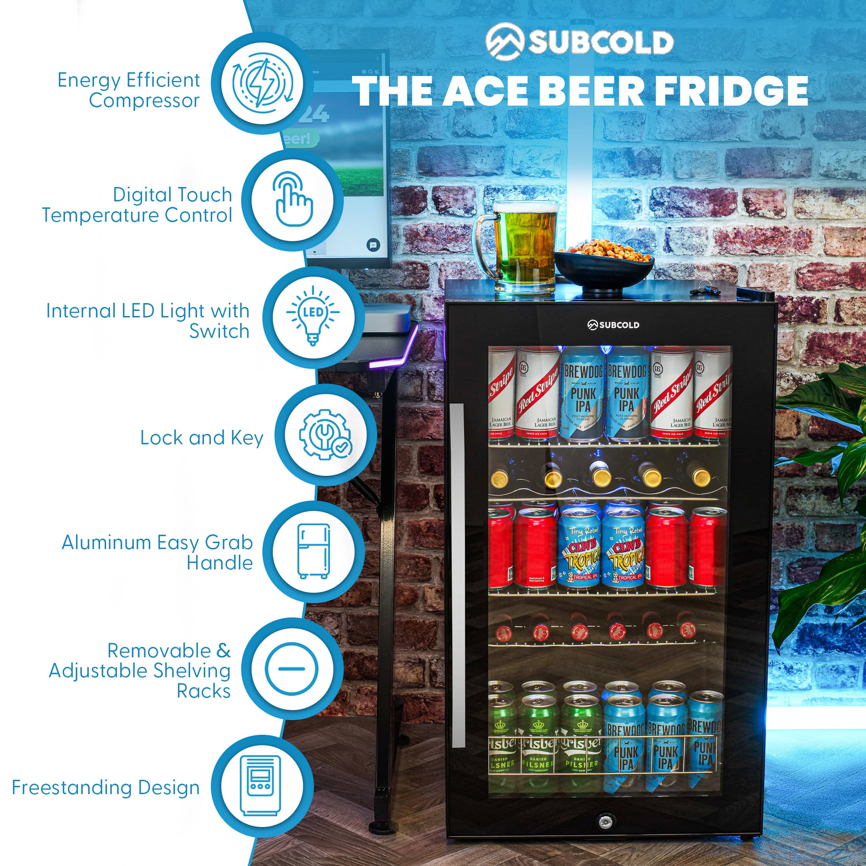 Beer Fridge Subcold Ace100 LED Touch Control Beer Fridge