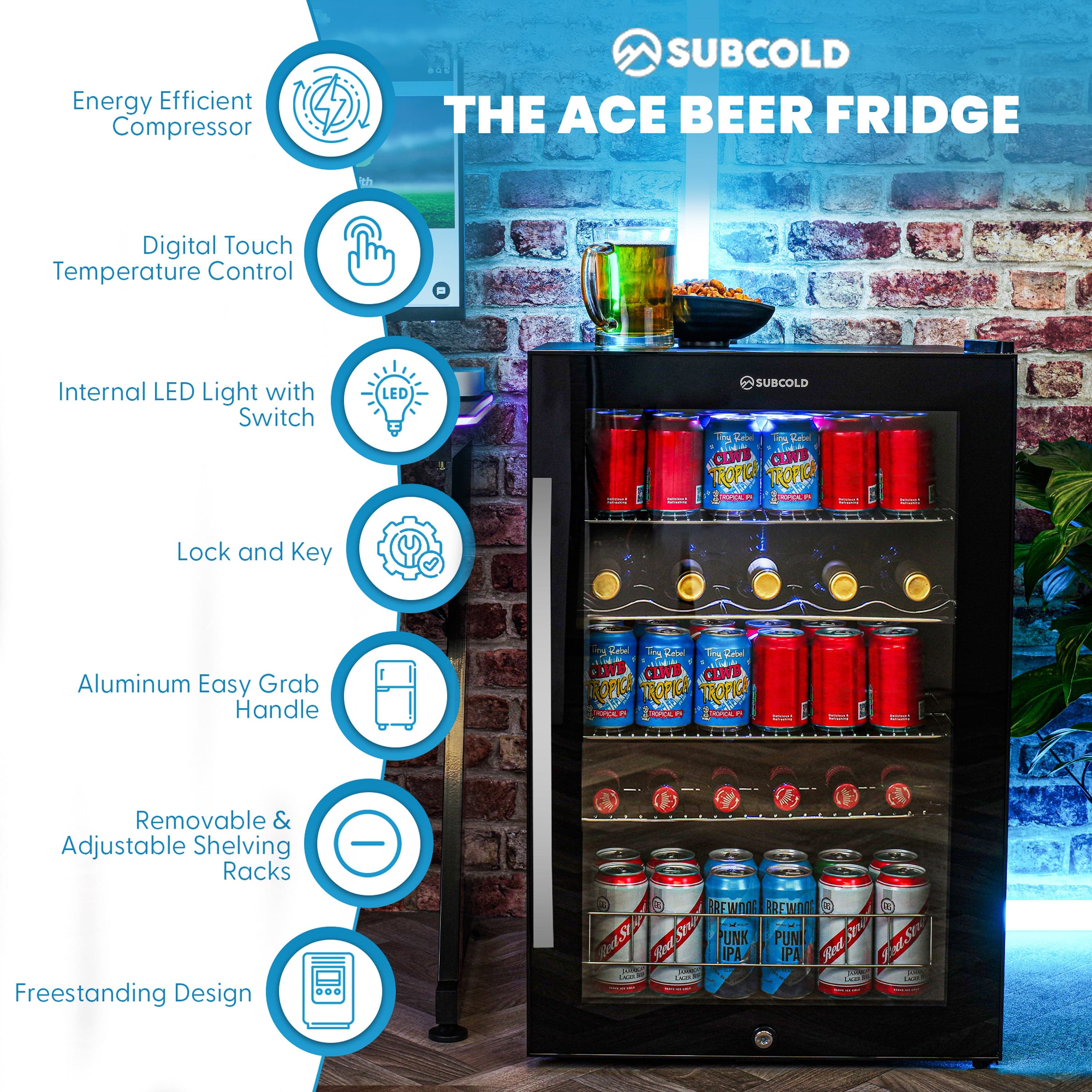 Beer Fridge Subcold Ace130 LED Touch Control Beer Fridge
