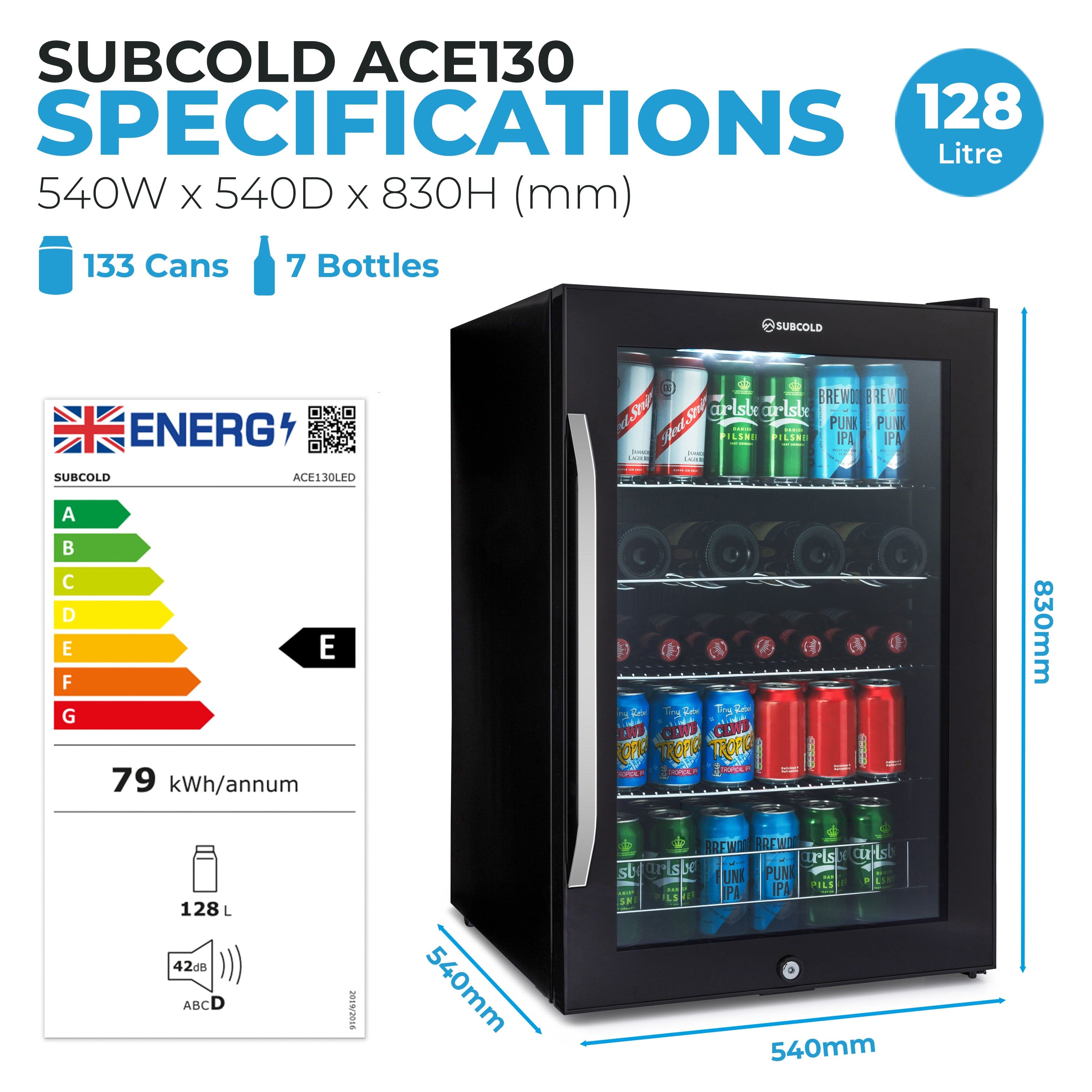 Beer Fridge Subcold Ace130 LED Touch Control Beer Fridge