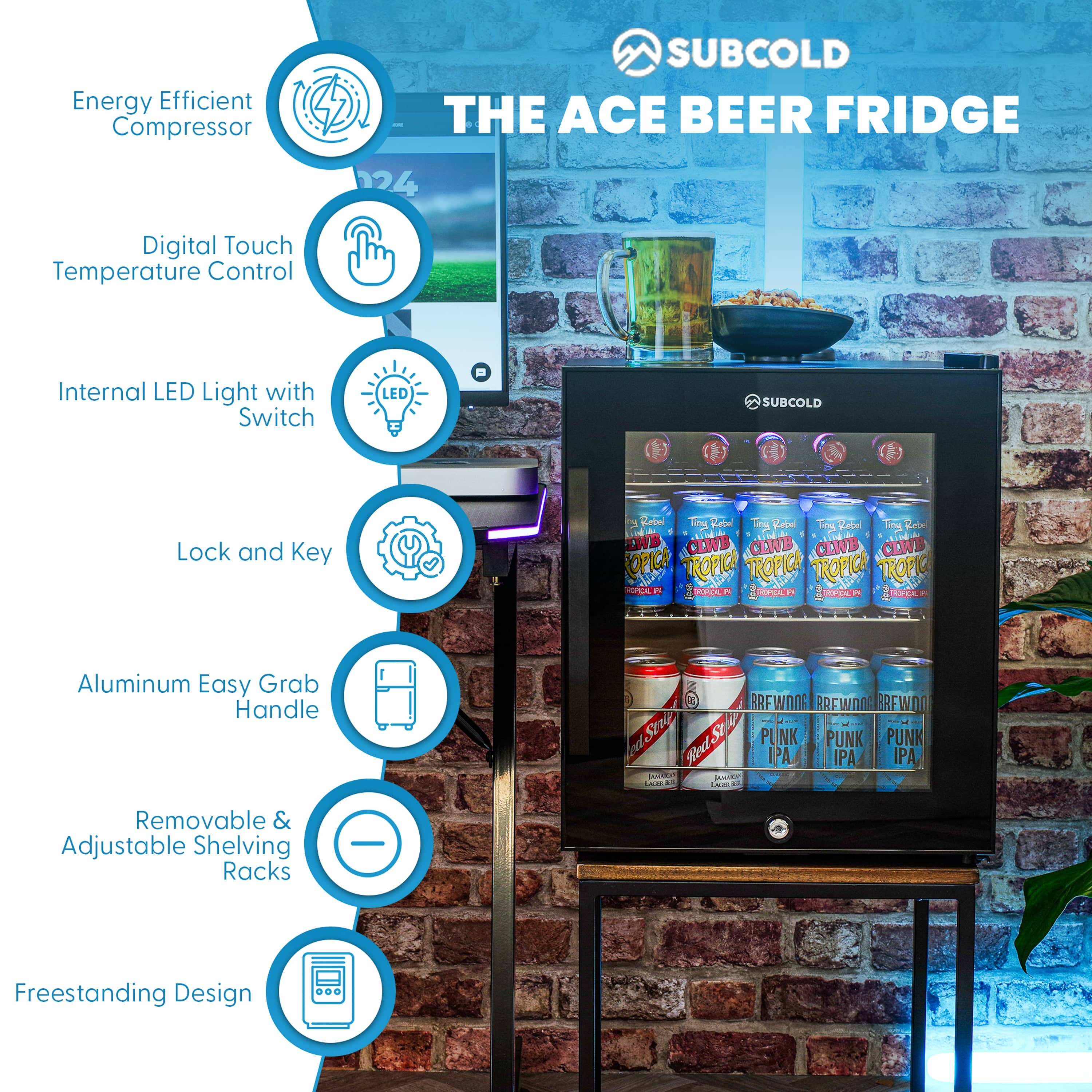 Beer Fridge Subcold Ace50 LED Touch Control Beer Fridge