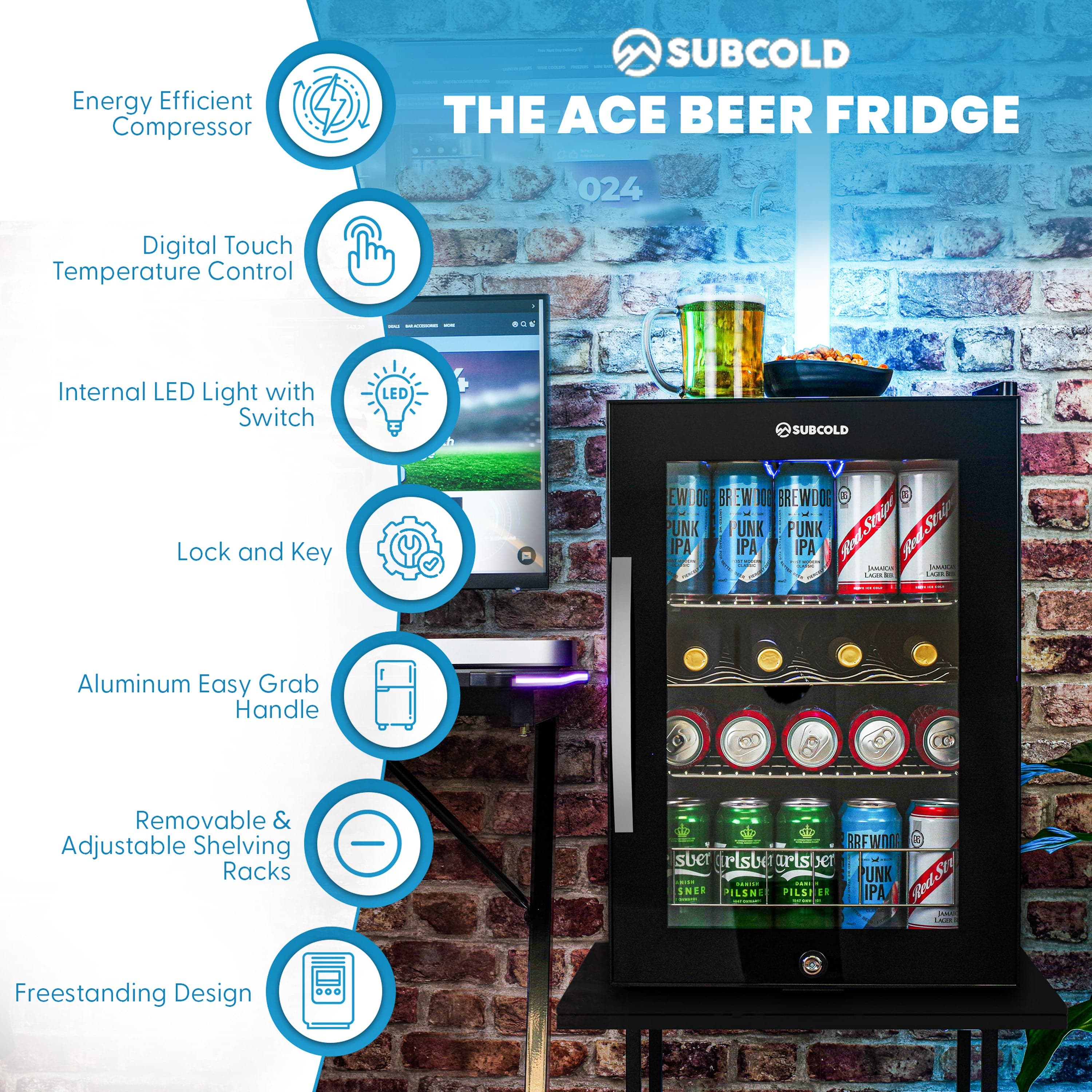 Beer Fridge Subcold Ace65 LED Touch Control Beer Fridge