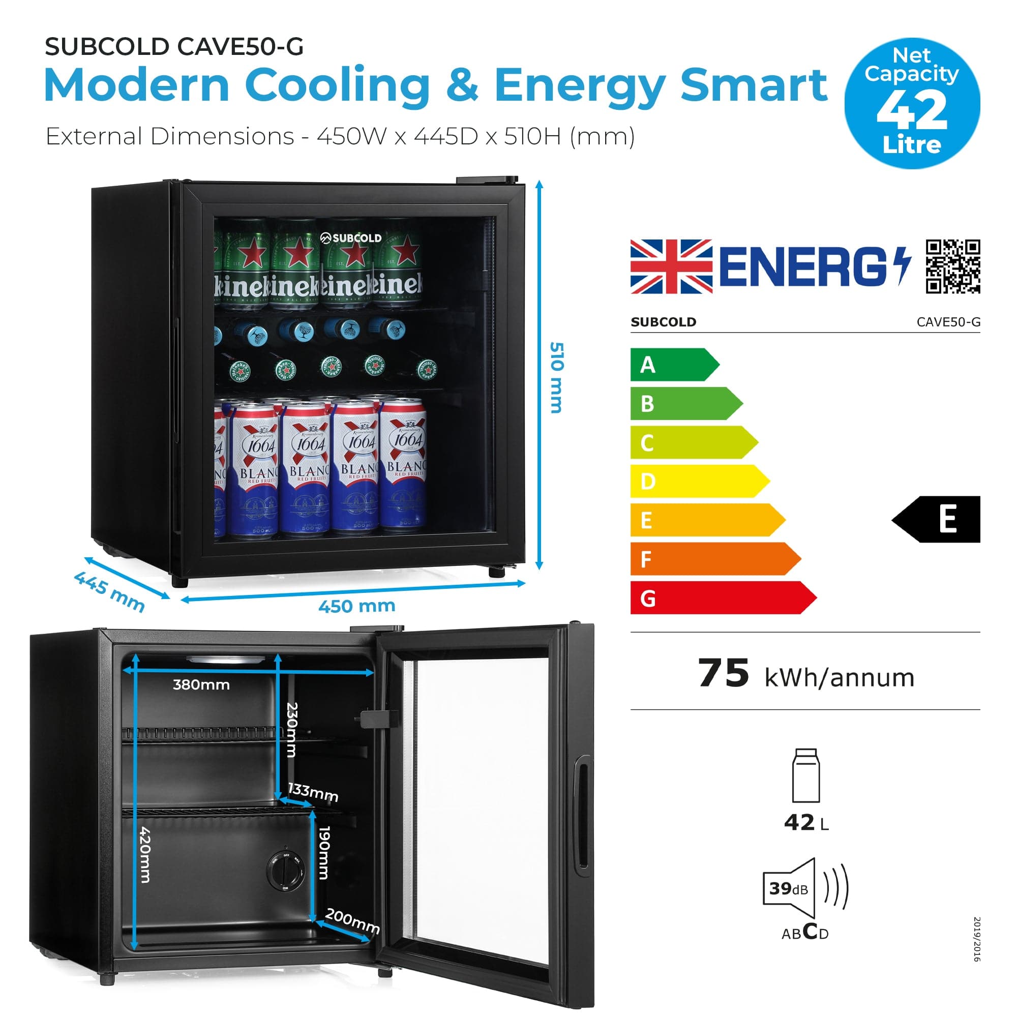 Beer Fridge Subcold Cave50 Glass Door Beer Fridge