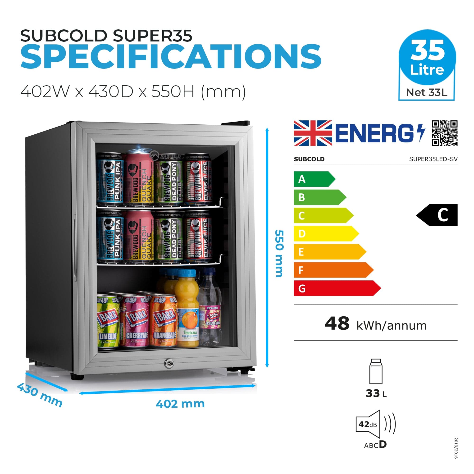 Beer Fridge Subcold Super35 LED Beer Fridge