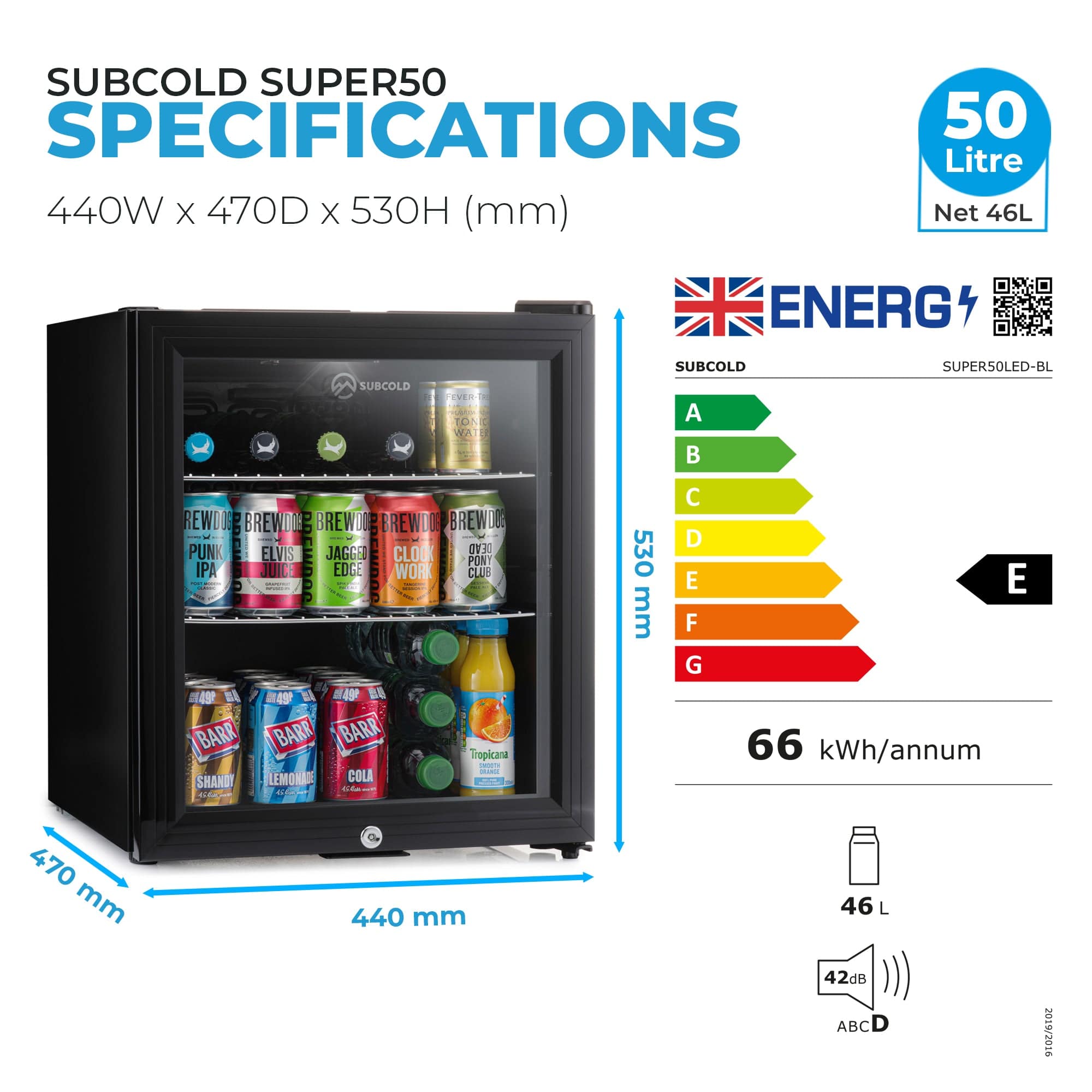 Beer Fridge Subcold Super50 LED Beer Fridge