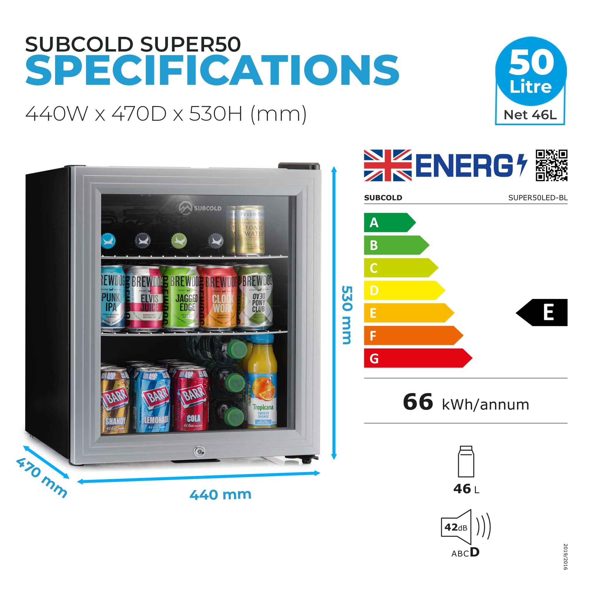 Beer Fridge Subcold Super50 LED Beer Fridge
