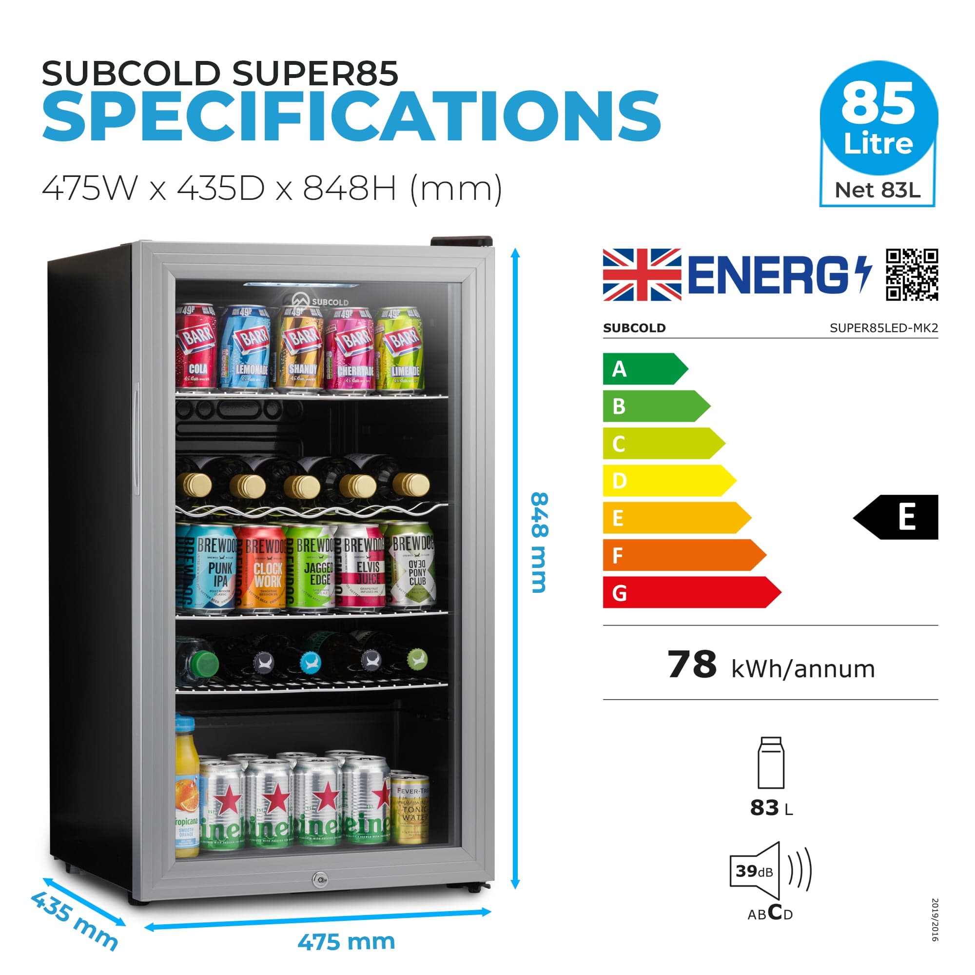 Beer Fridge Subcold Super85 LED Beer Fridge