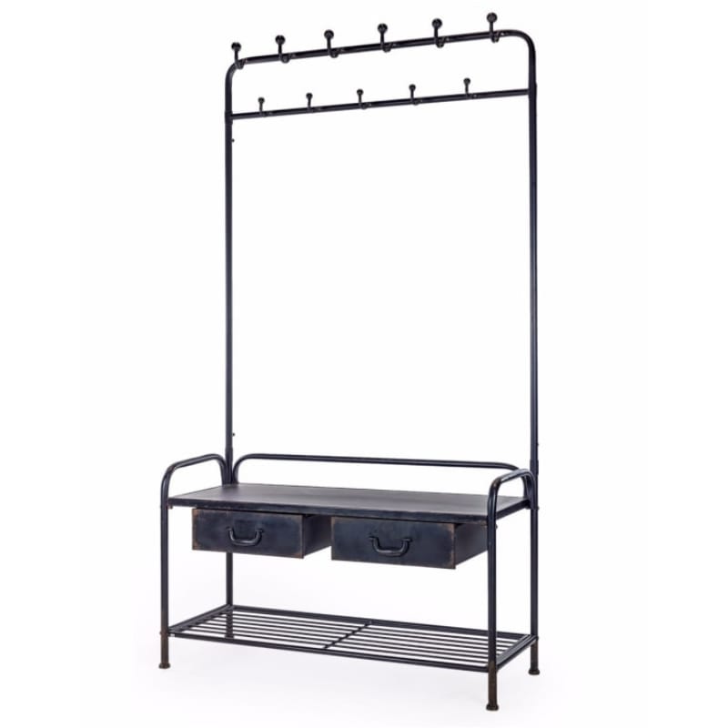 bench Black Metal "Verne" Coat Rack Bench