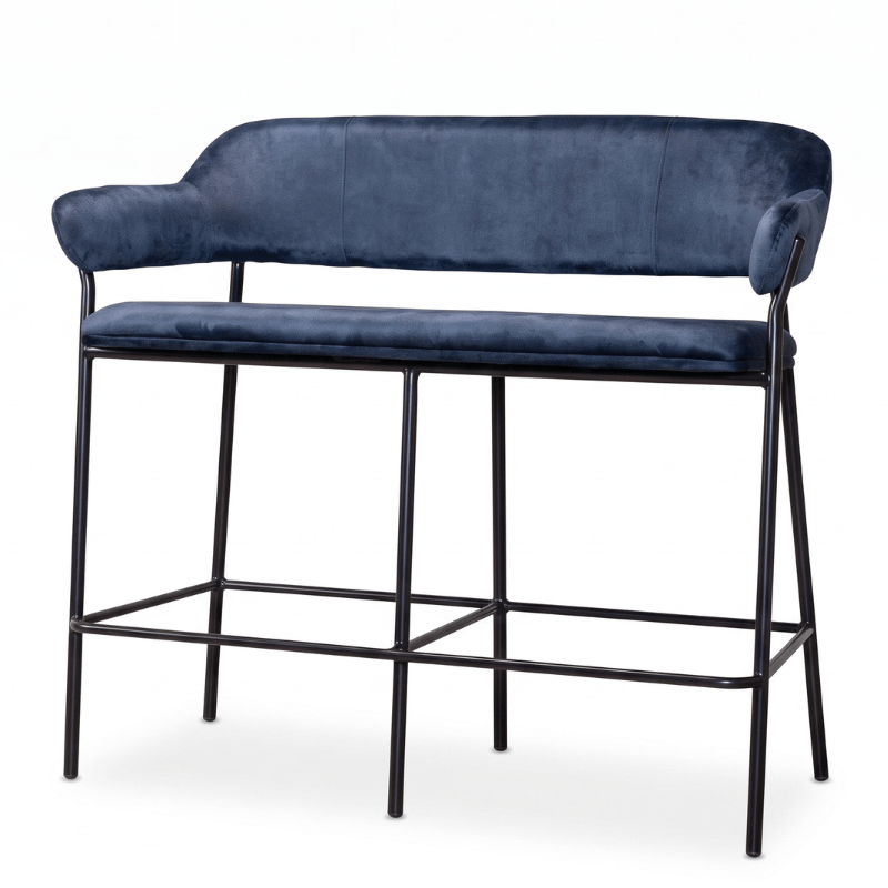 bench Midnight Blue Bloomsbury Velvet Two-Seater Stool Bench