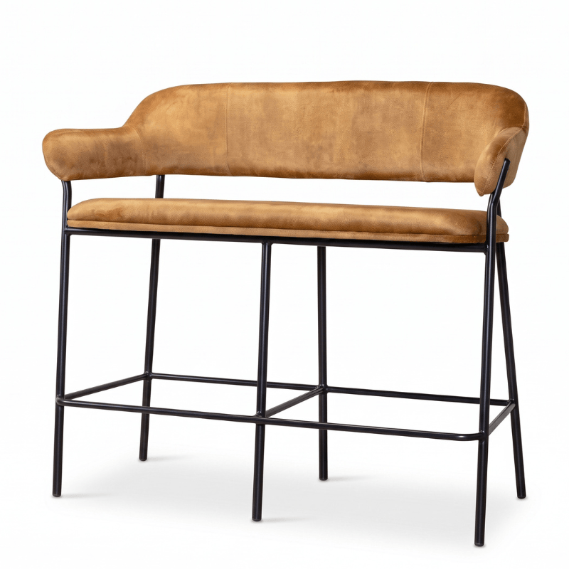 bench Tarnished Gold Bloomsbury Velvet Two-Seater Stool Bench